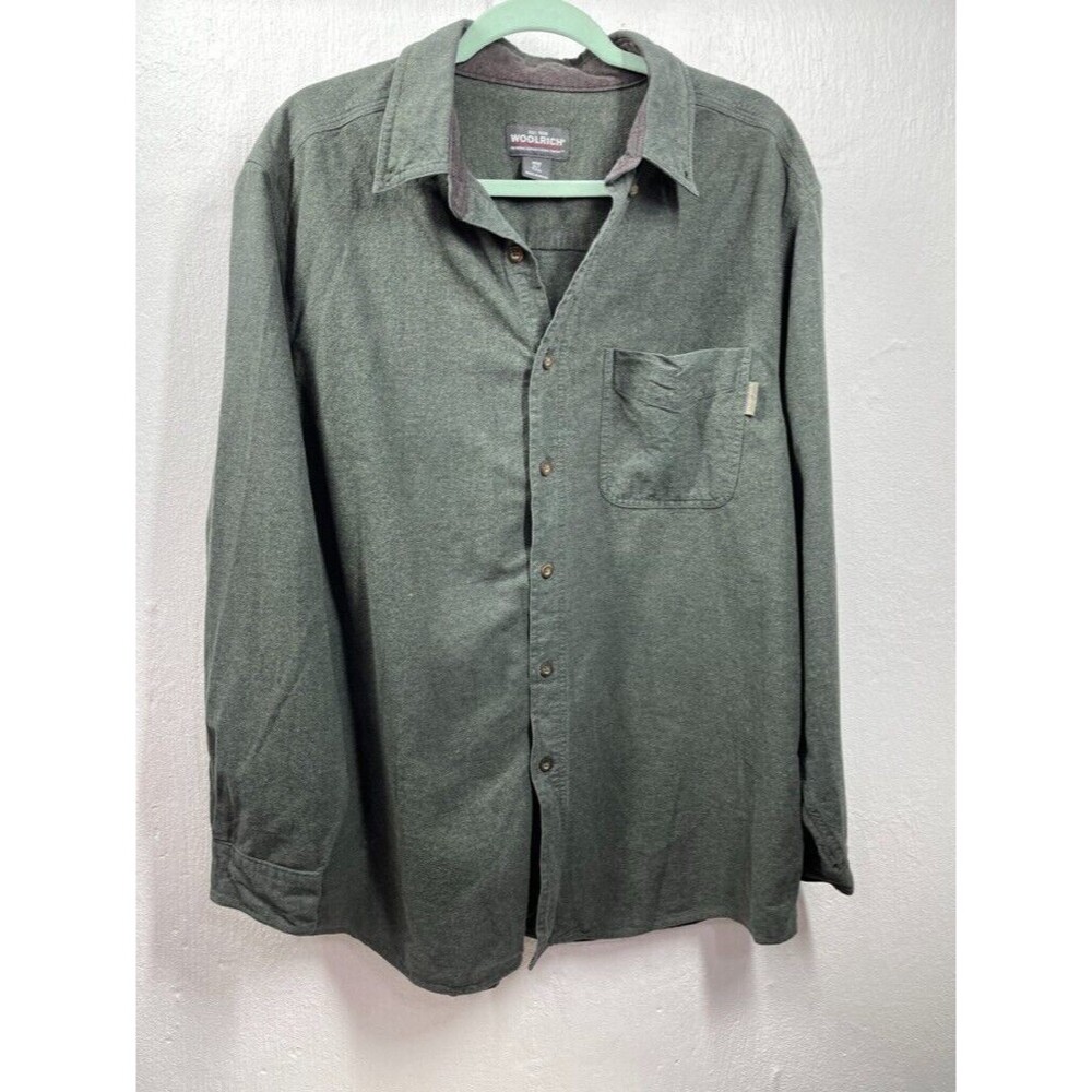 WOOLRICH MENS XLARGE TALL LONG SLEEVE BUTTON UP GRAY FLANNEL SHIRT